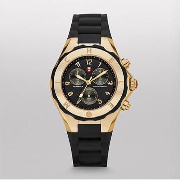 COPY - MICHELE Tahitian Jelly Bean Black Gold Watch - Picture 1 of 8